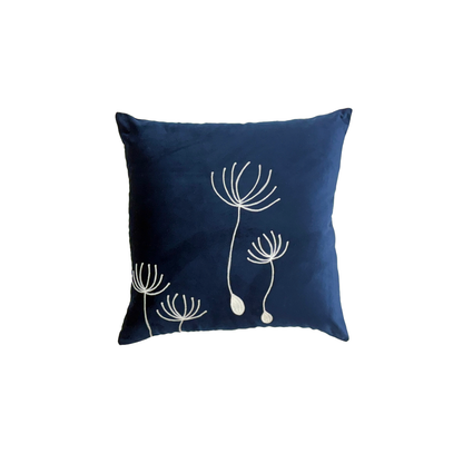 Deep Blue Dandelion Luxurious Cushion Cover