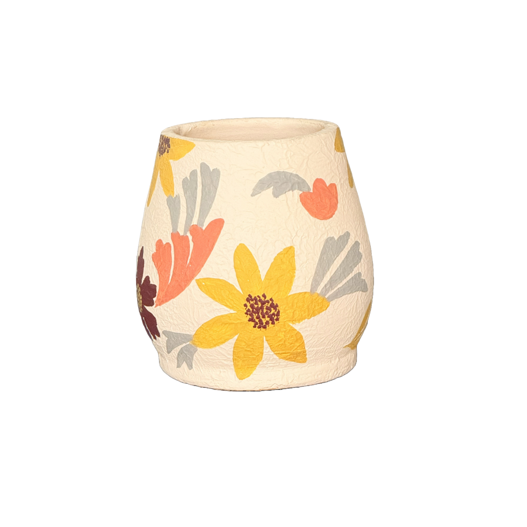 Floral Fantasy Hand Painted Terracotta Vase