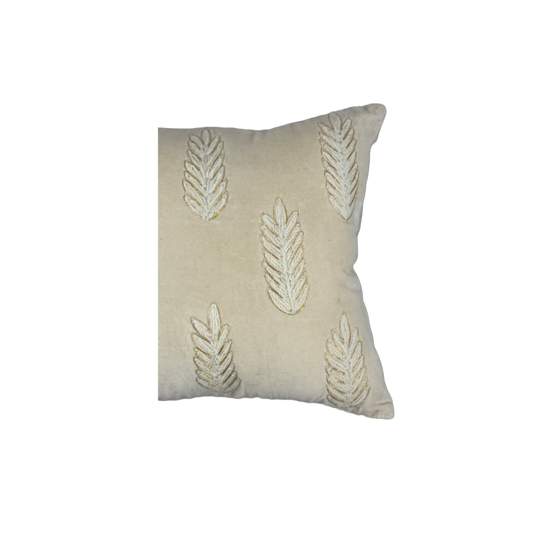 Ivory Luxurious Cotton Velvet Throw Pillow Cover