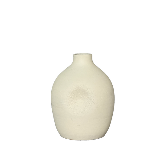 White Terracotta Round Handmade Flower Vase