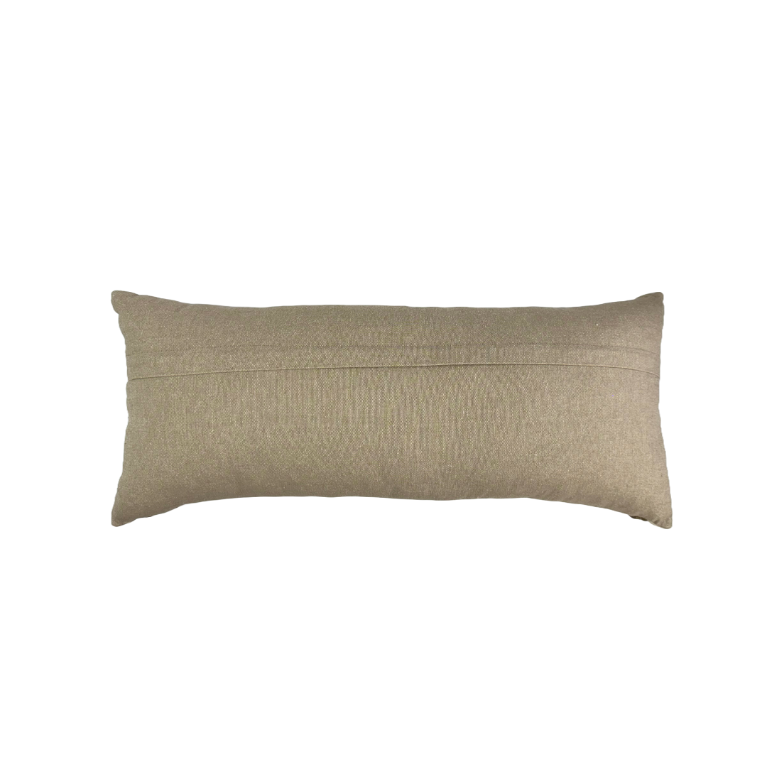 Beige and Brown Embroidered Textured Cotton Throw Pillow