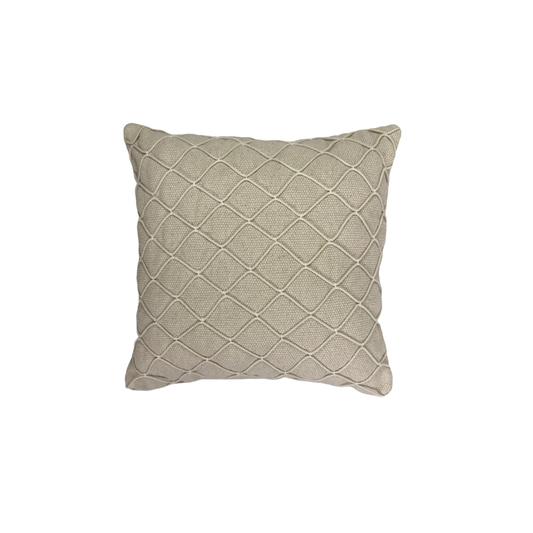 Cream Diamond Shaped Embroidered Cushion Cover