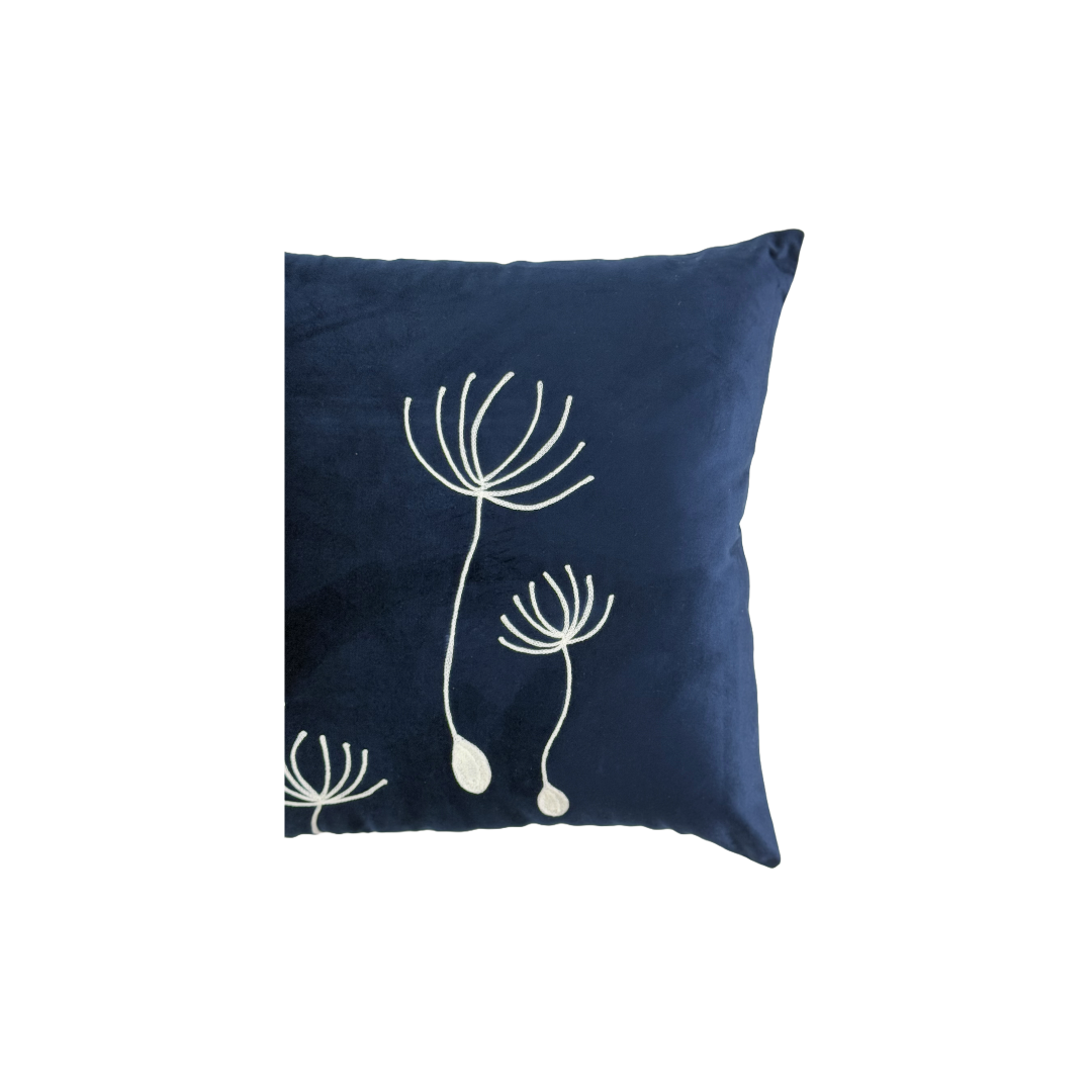 Deep Blue Dandelion Luxurious Cushion Cover