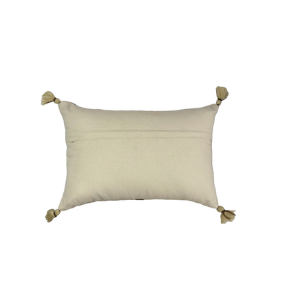 Ivory Cotton Embroidered Hand Tufted Designer Cushion Cover with Tassels