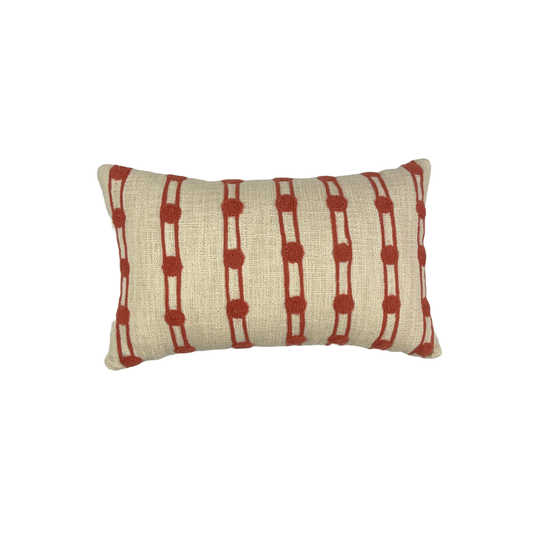 Beige and Orange Striped Throw Pillow Cover