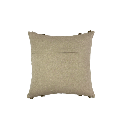 Beige and Brown Embroidered Cotton Cushion Cover