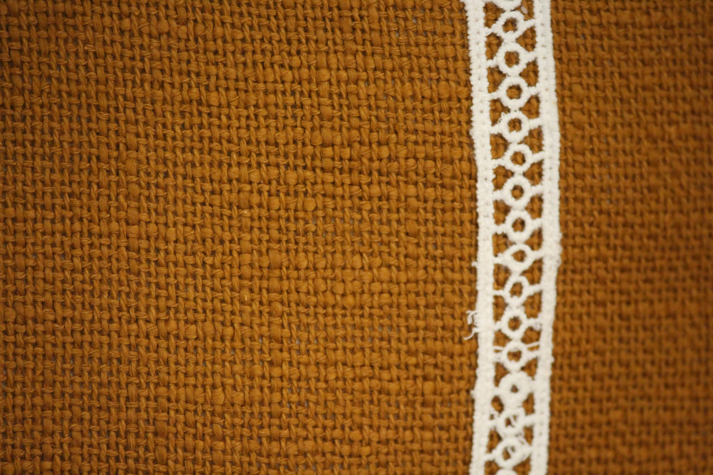 Rust Brown Laced Cotton Cushion Cover