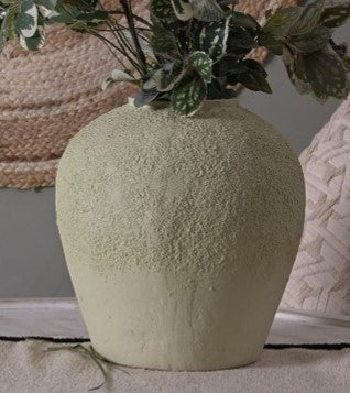 Sage Green Luxury Paper Mache Decorative Textured Flower Vase