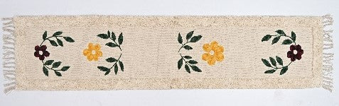 Floral Beige Embroidered Table Runner