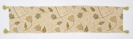 Beige Embroidered Table Runner with tassels